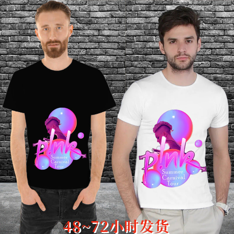 New Foreign Trade Pattern Printed Short Sleeve T-Shirt for Men and Women