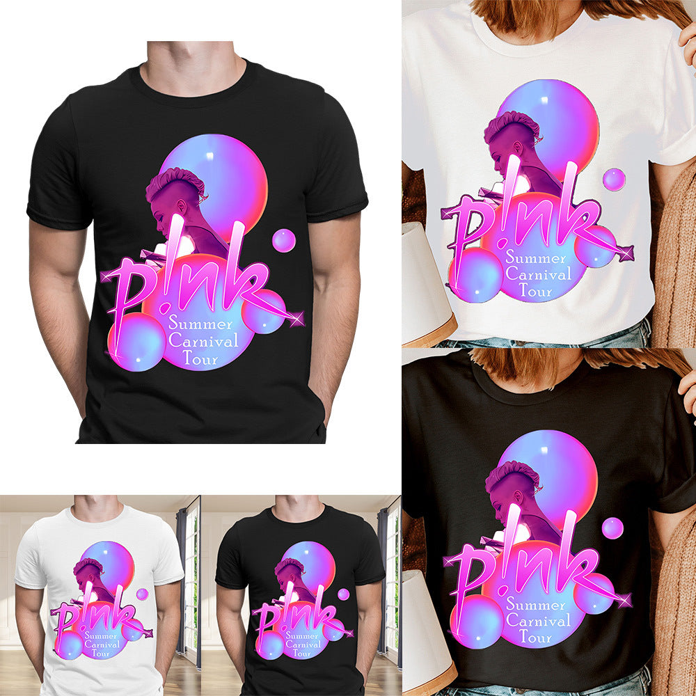 New Foreign Trade Pattern Printed Short Sleeve T-Shirt for Men and Women