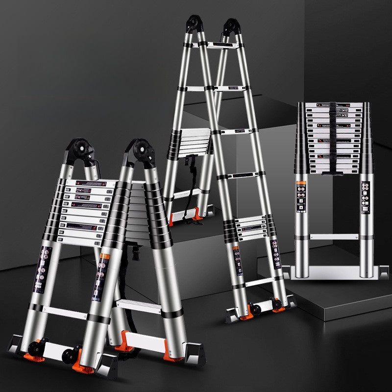 Stainless steel single-sided telescopic folding ladder