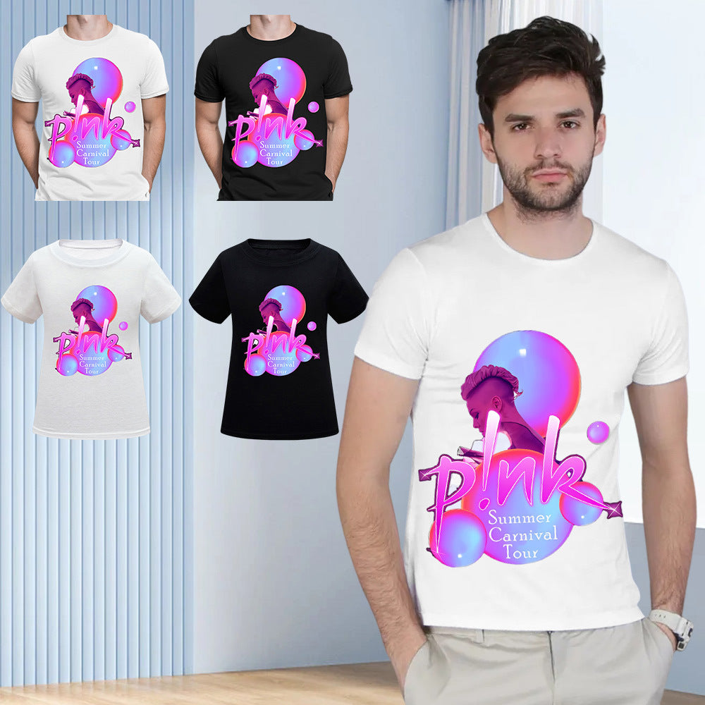 New Foreign Trade Pattern Printed Short Sleeve T-Shirt for Men and Women
