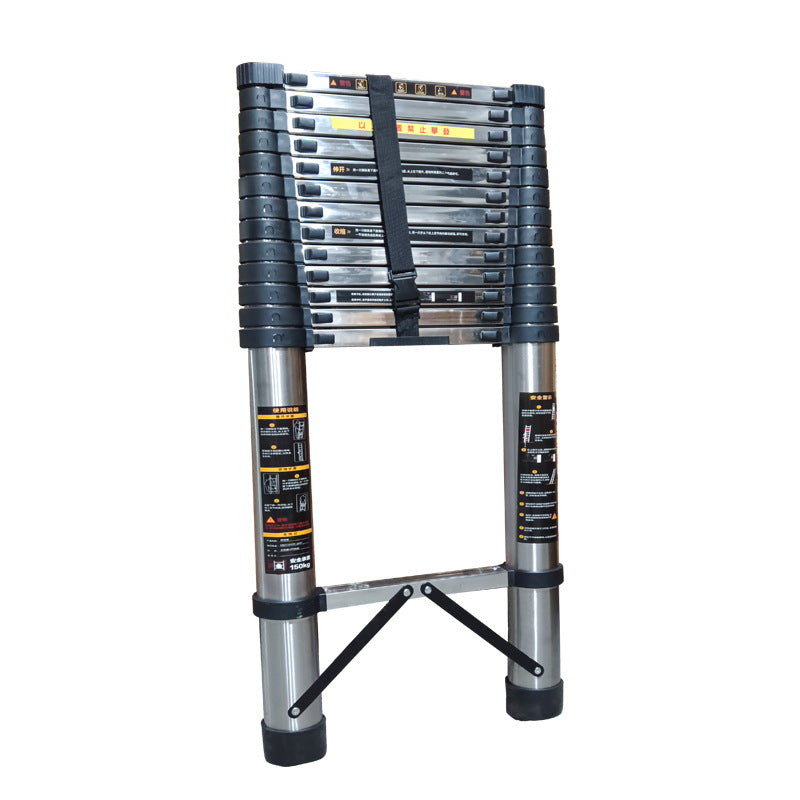 Stainless steel single-sided telescopic folding ladder